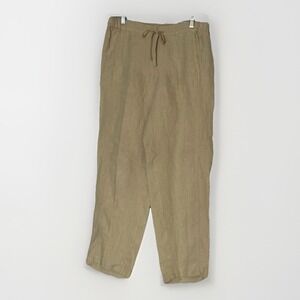 J Jill Love Linen Pants Women Small Tan Drawstring Elastic Waist Crop Beach